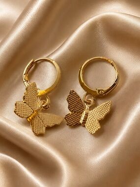Gold Butterfly Huggie Hoop Earrings for Women